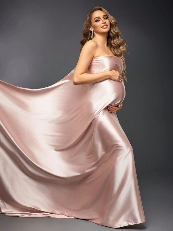 SHEIN Maternity Solid Elegant Tube Photoshoots Dress