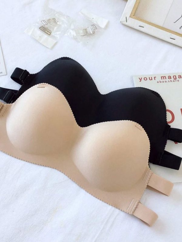 SHEIN 2pcs/Set Teen Girls Simple Comfortable Breathable Padded Adjustable Strap Bras