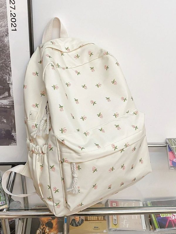 Ditsy Floral Print Classic Backpack School Bag For Graduate, Teen Girls