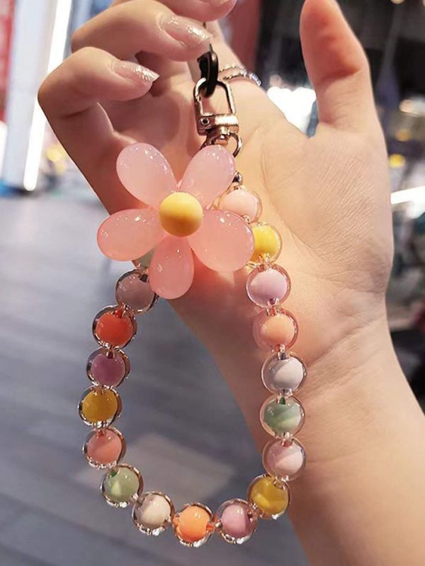 Korean Style Beaded Flower Decor Cellphone Strap Wrist Strap