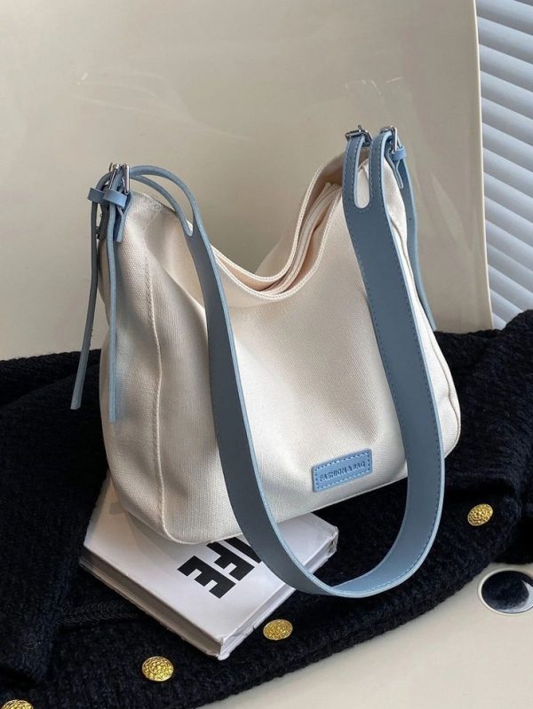 Fashionable Casual Color-Blocked Canvas Lady Shoulder Bag