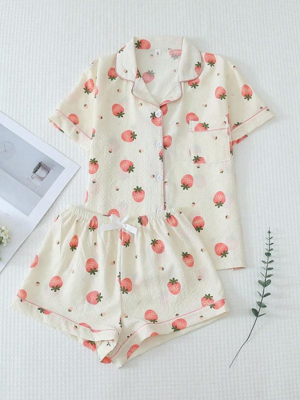 Women's Strawberry Printed Summer Pajama Set