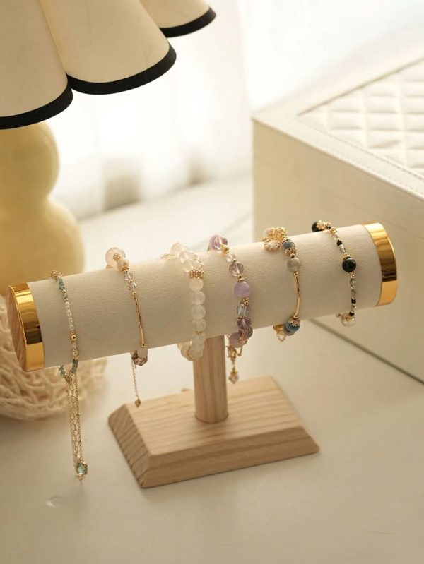 Luxury And Delicate Solid Wood Bracelet Holder With Velvet Cover For Women's Wristbands