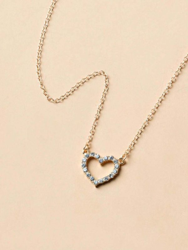 Rhinestone Heart Decor Necklace
