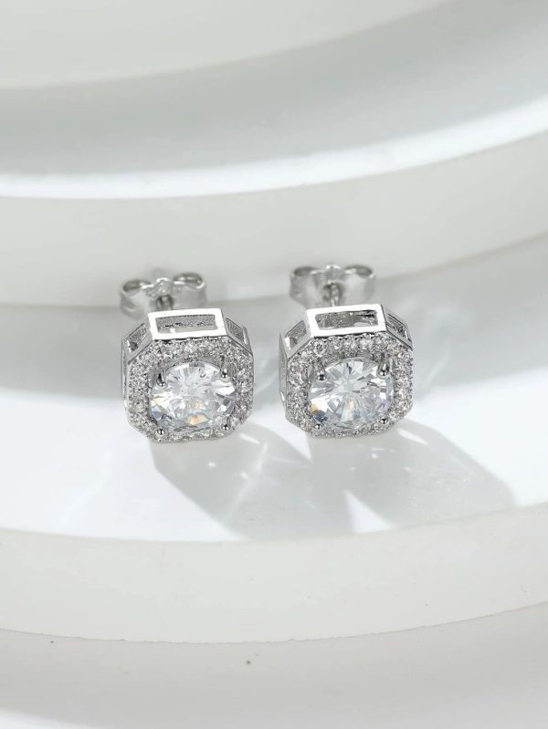 Rhinestone Decor Square Stud Earrings