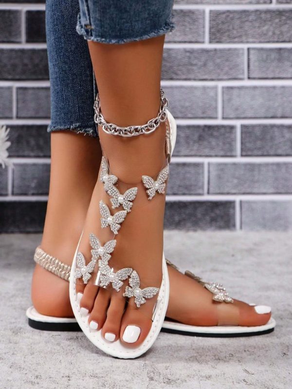 Summer Bowknot Rhinestone Series Elegant Flat Dancing Party