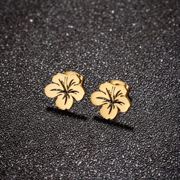 Stainless Steel Korean Style Cute Small Flower Stud Earrings