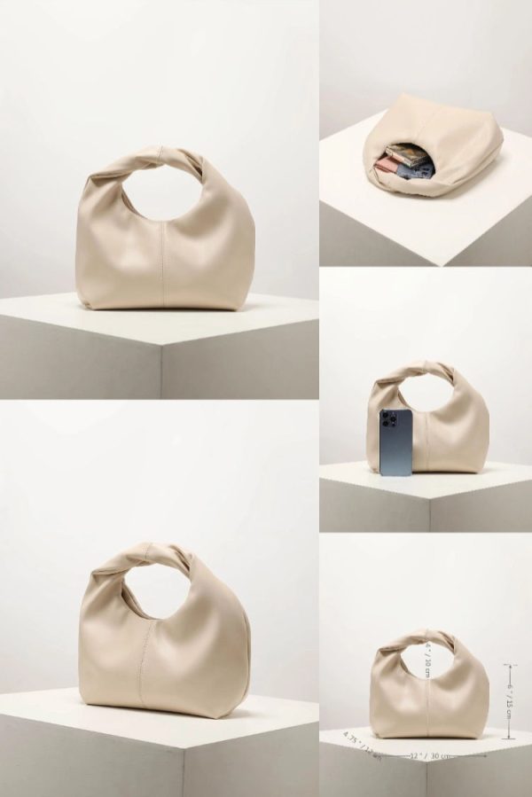 Minimalist Top Handle Hobo Bag Pleated Handbag Women Versatile Bag Trendy Niche Satchel Bag
