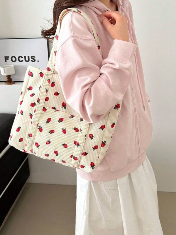 A Fashion Large Capacity Corduroy Tote Bag