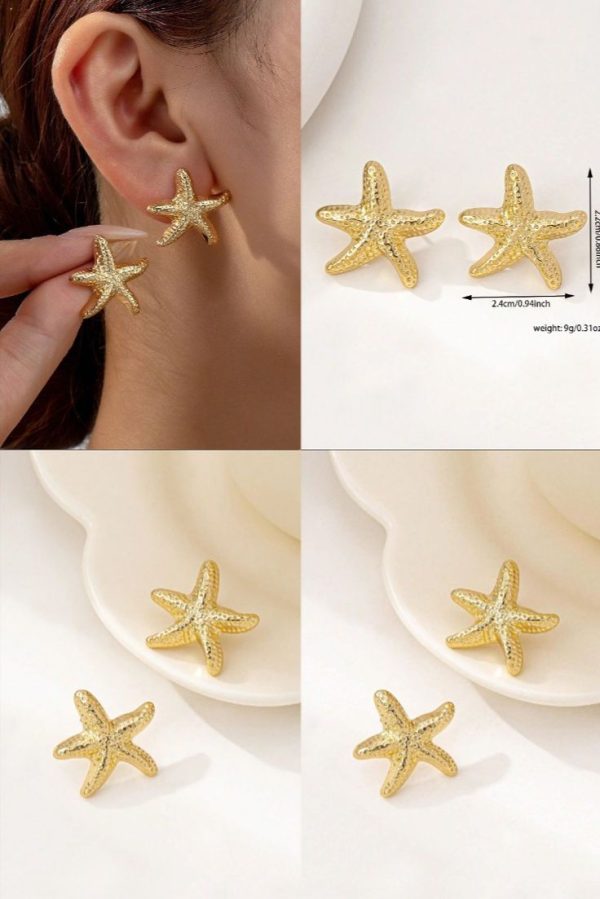 1 Pair Of Stylish, Elegant And Simple Starfish Earrings