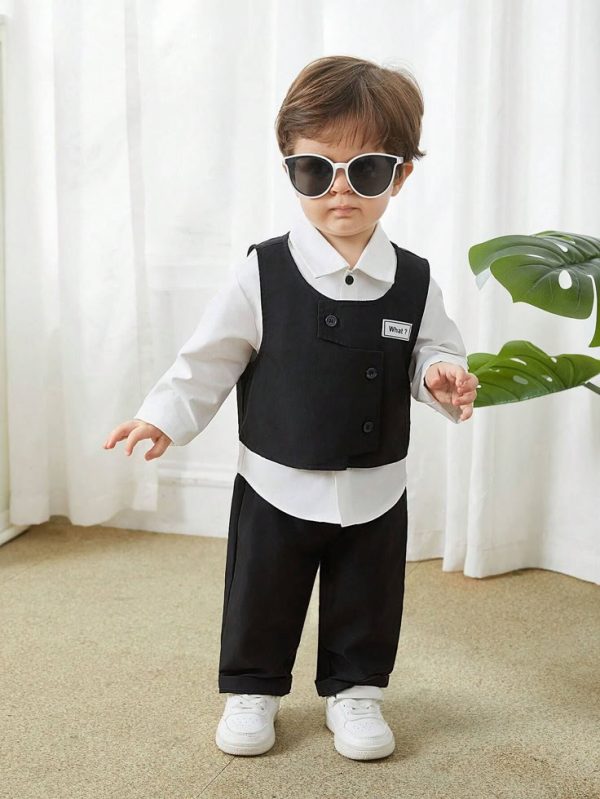 SHEIN 3pcs Baby Boy Or Girl Fashionable Street Style Casual Sporty College Outfit