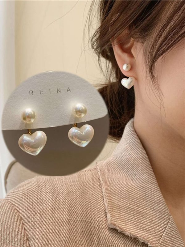 Simple Small Love Faux Pearl Earrings