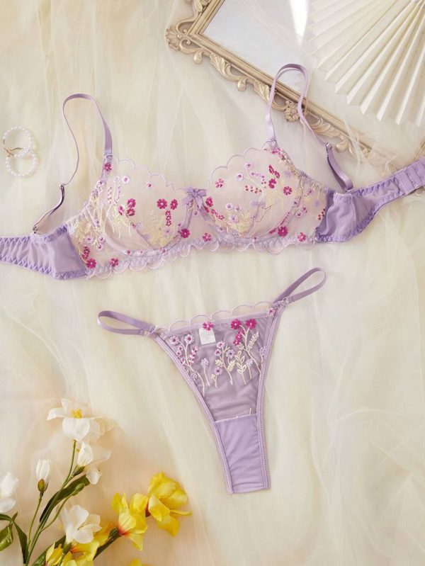 2pcs Sexy Embroidery Lingerie Set