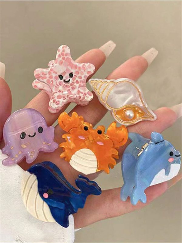 Cute And Delicate Cartoon Ocean Series Acetic Acid Hair Clip For Girls