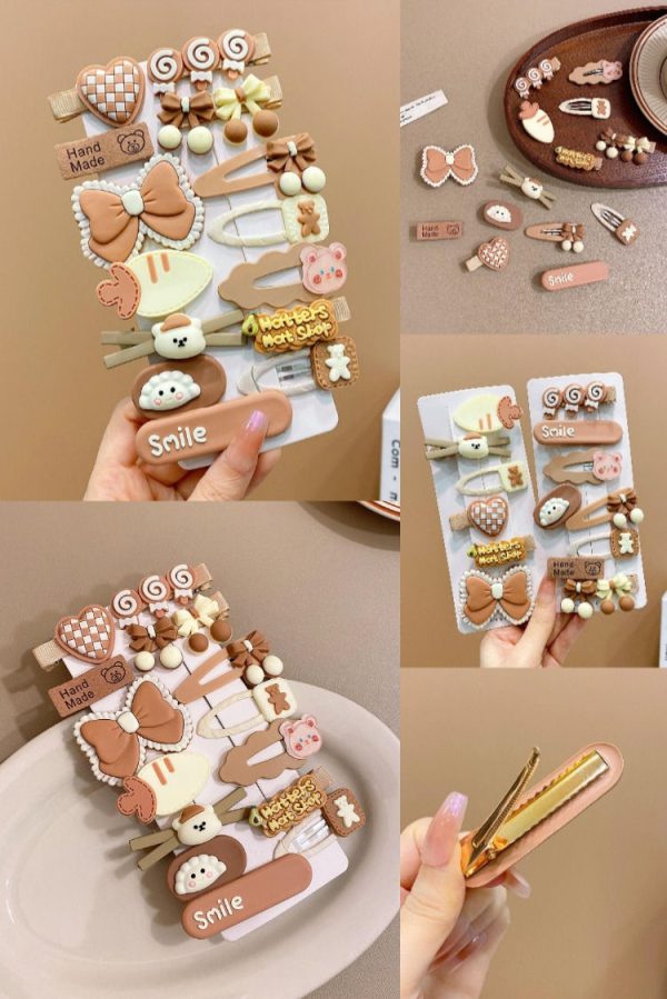 14pcs Girls Bow & Lollipop Decor Hair Clip