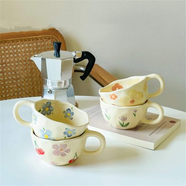 Irregular Flower Milk Tea Cup ins Korean style