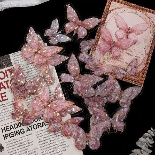 Ice Crystal Laser Butterfly Decorations, Pet Stickers For Diy Scrapbooking Labeling Notebooks