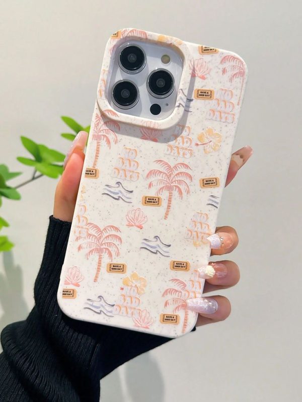 Wheat Shell High-Protective TPU Camera Case For IPhone, Beach, Wave, Coconut Tree, And Shell