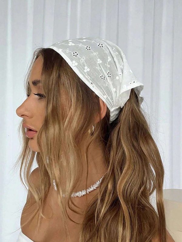 Original Embroidered Flower Patterned Headwrap With Rolled Edge For Women, Perfect For Daily Wear
