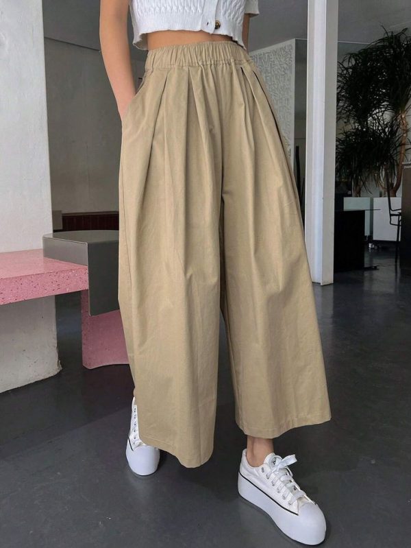 DAZY Solid Slant Pocket Wide Leg Pants