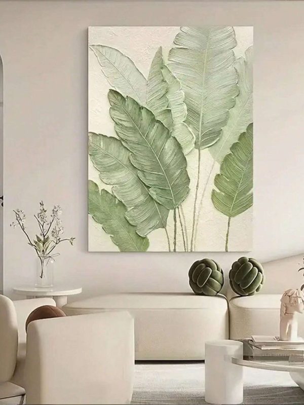 1pc Banana Leaf Decoration Painting, Green Fresh Home Entrance Wall Art (Without Frame)