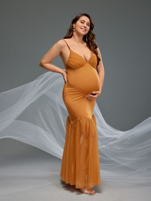 SHEIN Maternity Solid Mermaid Hem Cami Dress