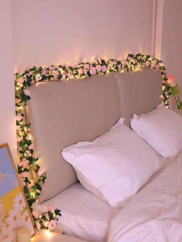LED Pink Vine String Light For Balcony Window Bedroom Room Garden Decoration,Tabletop Romantic Decor