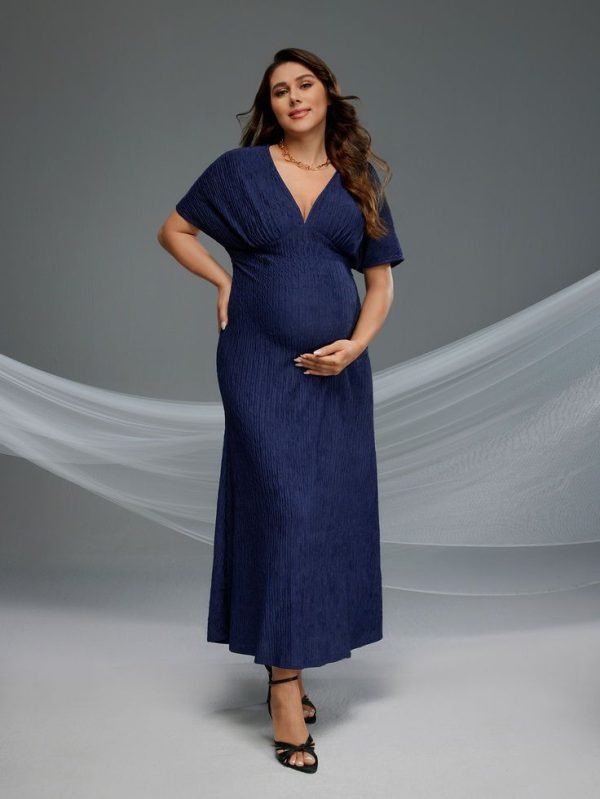 SHEIN Maternity Plunging Neck Batwing Sleeve Dress