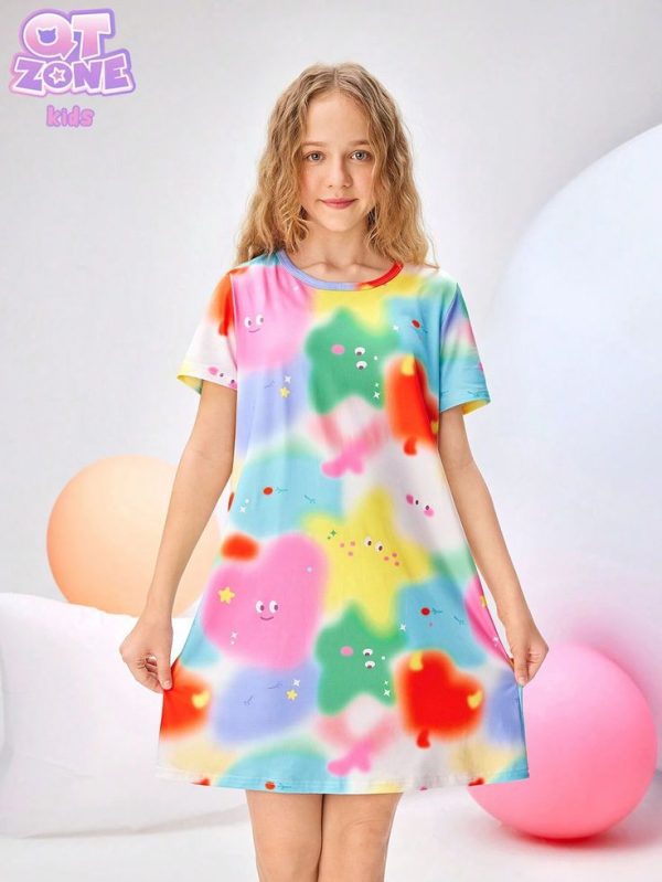 KTGD8 Tween Girl Milk Silk Pajamas, 160g, Digital Printed And Locally Cut, For Ages 8+