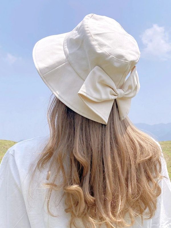 1pc Women's Fashionable Wide Brim Hat With Bowknot - Ideal For Summer Beach & Fishing Or Daily Wear