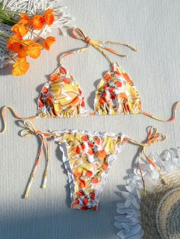 Romantic Vacation Casual Fresh Cute Fruit Print Vibrant Minimalist Sexy Sexy Bikini