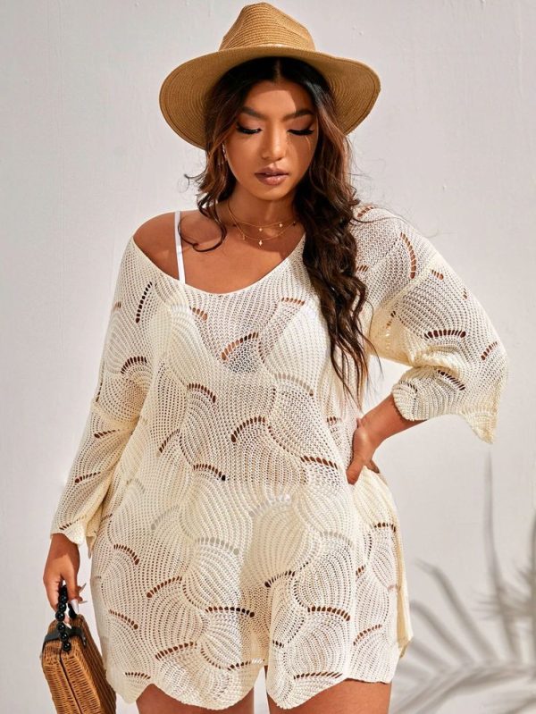 SHEIN Swim Curve Plus Plain Knitted Cover Up