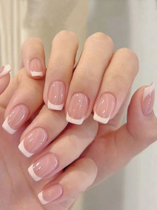 24pcs Short Square Shape Nail Tips With Minimalist Color Block & Fun Print Designs