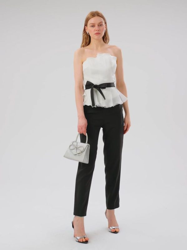MOTF PREMIUM PLISSE RUFFLE HEM BELTED TUBE TOP