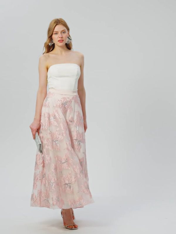 MOTF PREMIUM JACQUARD ELASTIC WAIST FLARE SKIRT