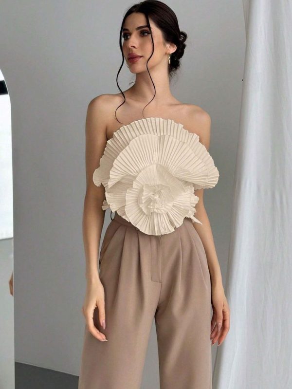 SHEIN Privé Floral Pleated Bandeau