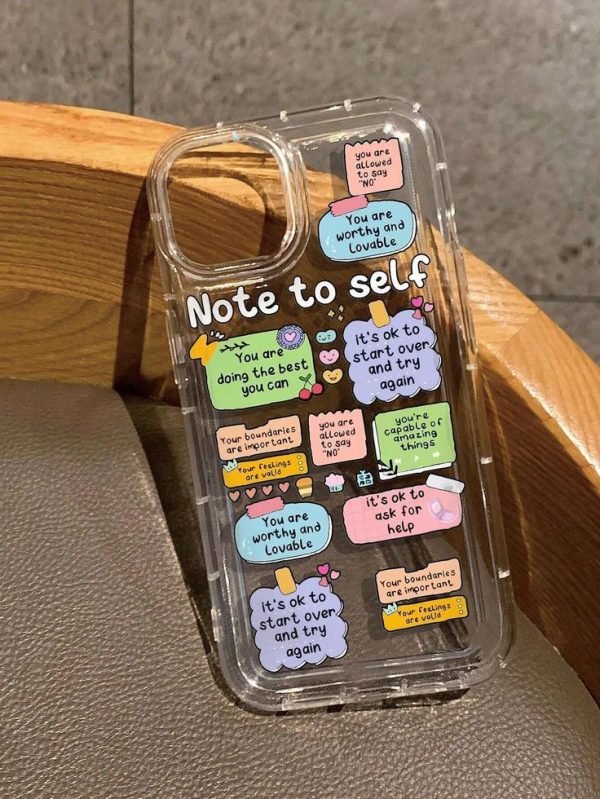 Cute Cartoon Ins Vibes Slogan Print Clear Case Compatible