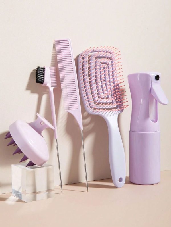 Comb Set 5 Piece Edge Control Brush Brush Hairstyling Rat Tail Comb Fluffy Tip Ponytail Comb