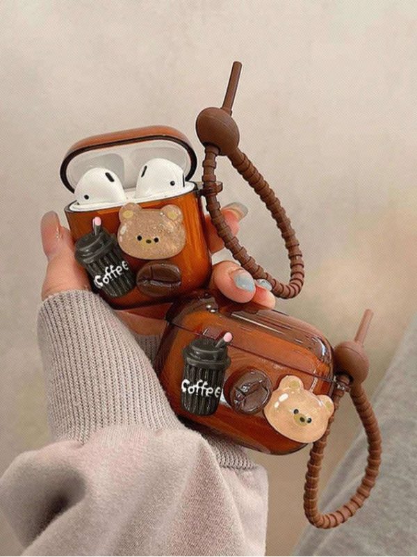 Cute Bear Decor Case Compatible With AirPods For AirPods1/2 AirPods Pro Kawaii