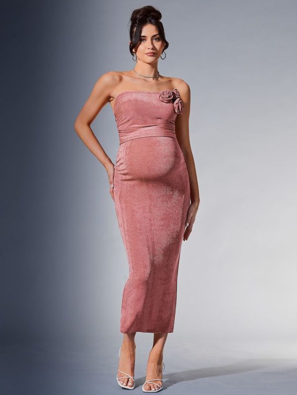 SHEIN Maternity Festive Elegant Young & Mature Off-Shoulder Short-Cut Top