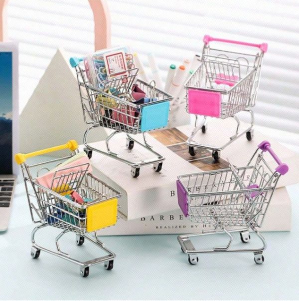 1pc Mini Simulation Supermarket Shopping Cart, Hand Push Cart