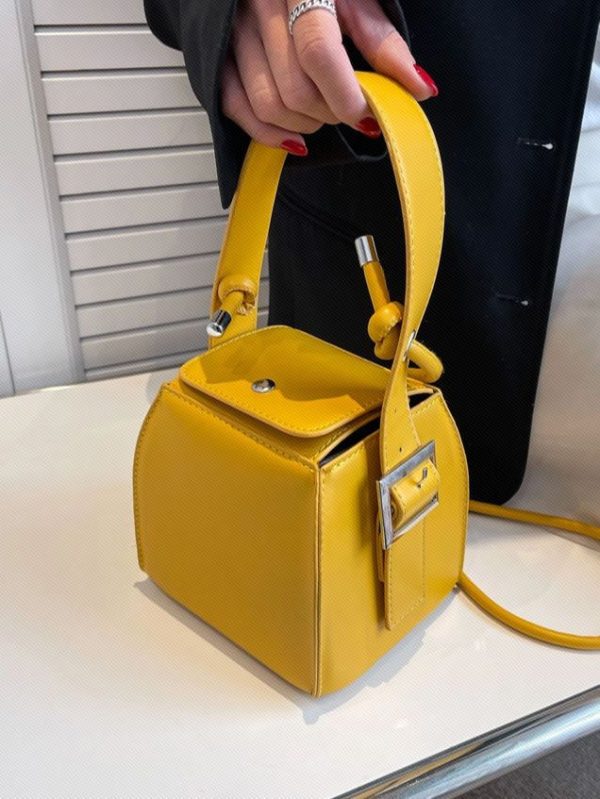 Mini Buckle Detail Snap Button Bucket Bag