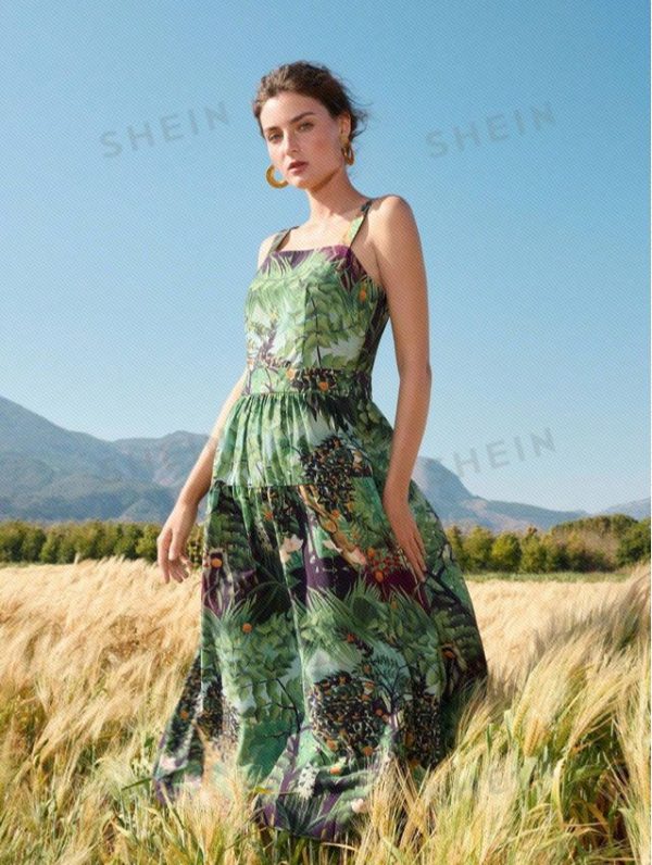 MOTF PREMIUM PLANTS PRINT SLIP DRESS