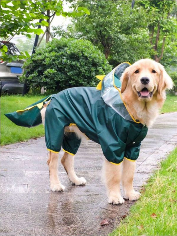 Full-Covered Four-Leg Waterproof Pet Raincoat, Cartoon Dinosaur Printed