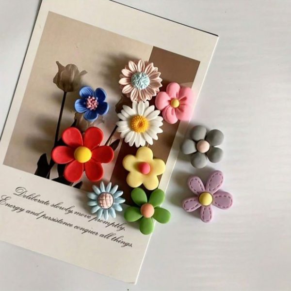 10pcs, Refrigerator Magnets, Cartoon Flower Fridge Magnets, Cute Decorative Magnets
