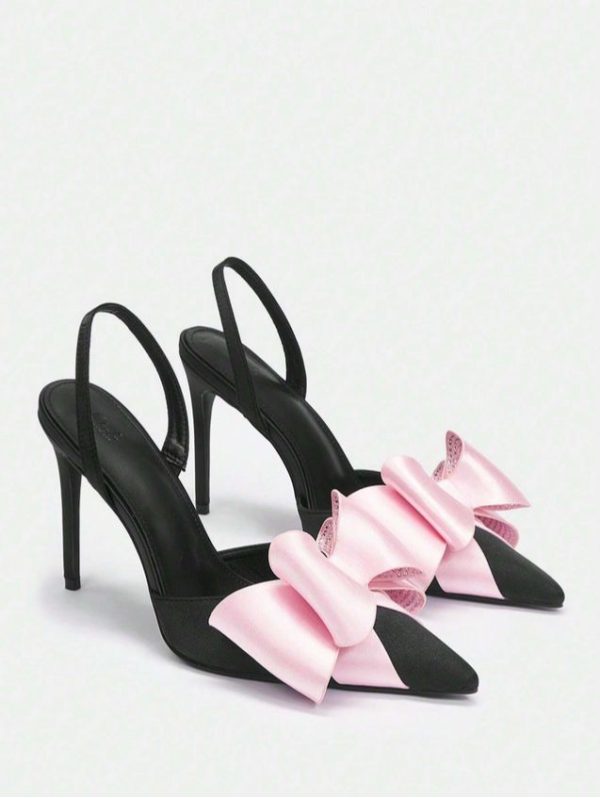 CUCCOO CHICEST Women's Pointed Toe Back Strap Bow High Heel Pumps