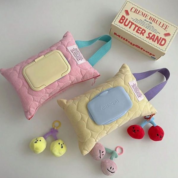 Portable Flip-Top Travel Storage Bag For Tissue Box, Wet Wipes Storage Bag