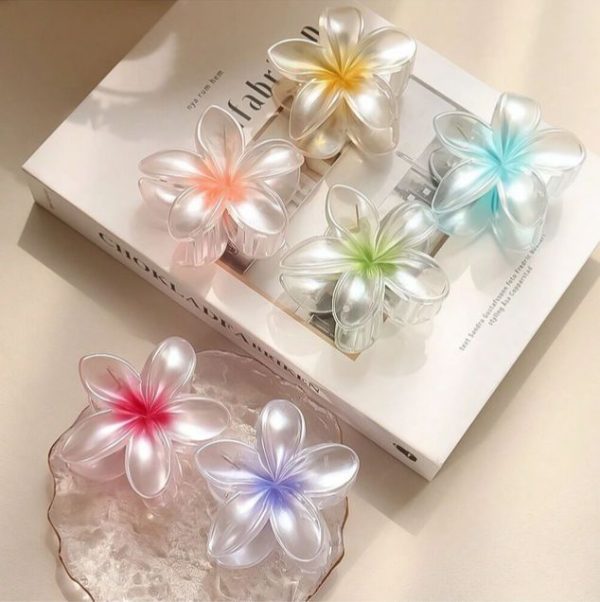 6 Pack Large Flower Hair Claw Clips, Hawaiian Flower Hair Claw Clips