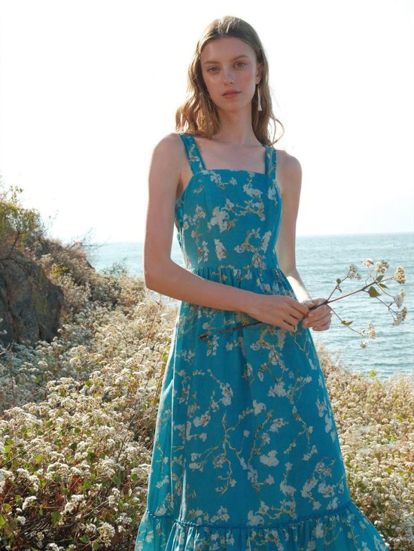 MOTF PREMIUM ALLOVER FLORAL PRINT RUFFLE HEM SLIP DRESS WITHOUT BELT