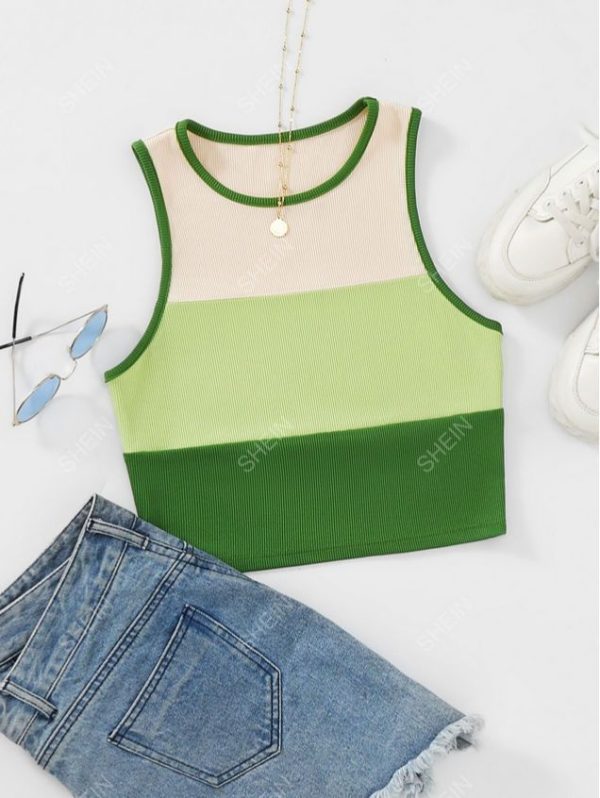 SHEIN Qutie Color Block Contrast Binding Tank Top
